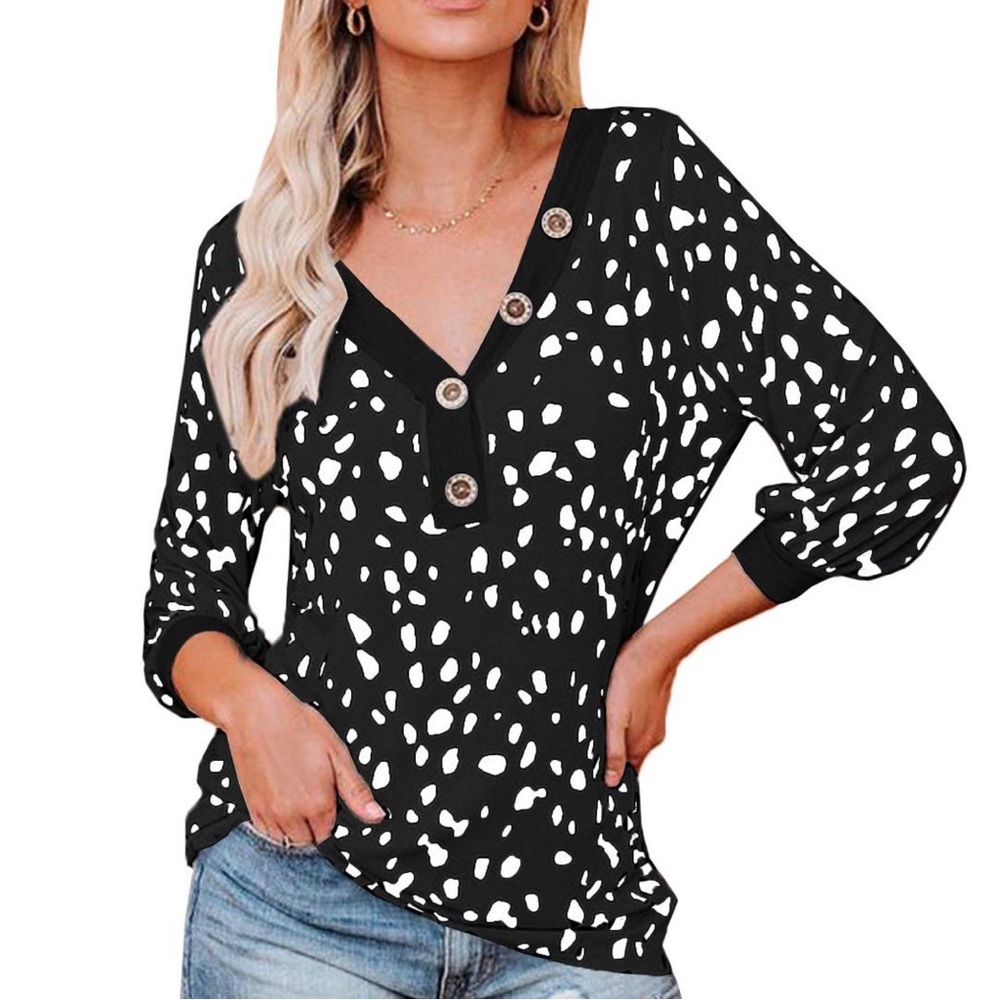 Cute Polka Dot Button Top